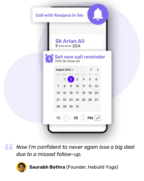 Manage follow-ups of sales reps from one central hub - Telecrm