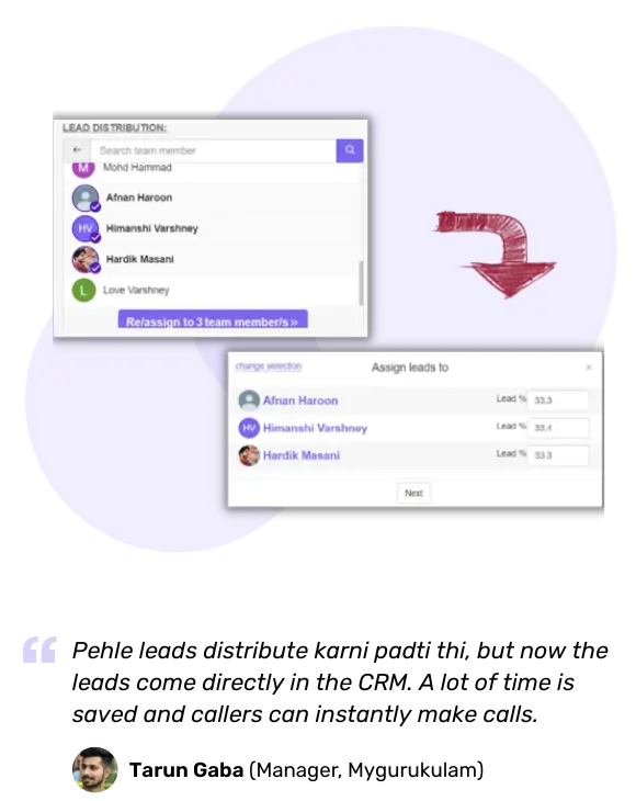 Assign leads automatically to your sales reps with telecrm's lead distribution feature