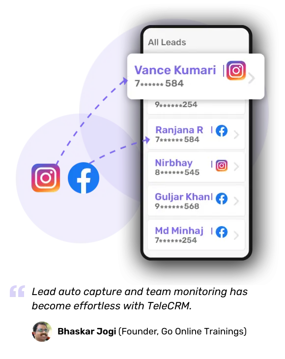 Capture leads automatically from FB, Insta with telecrm