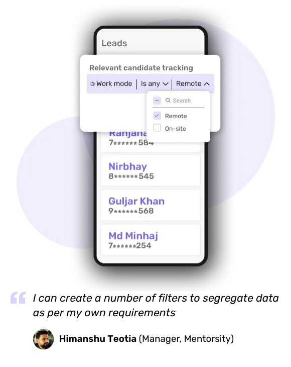 Filtering relevant candidates