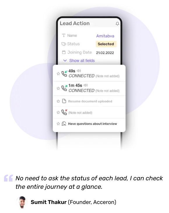 Calls and history tracking